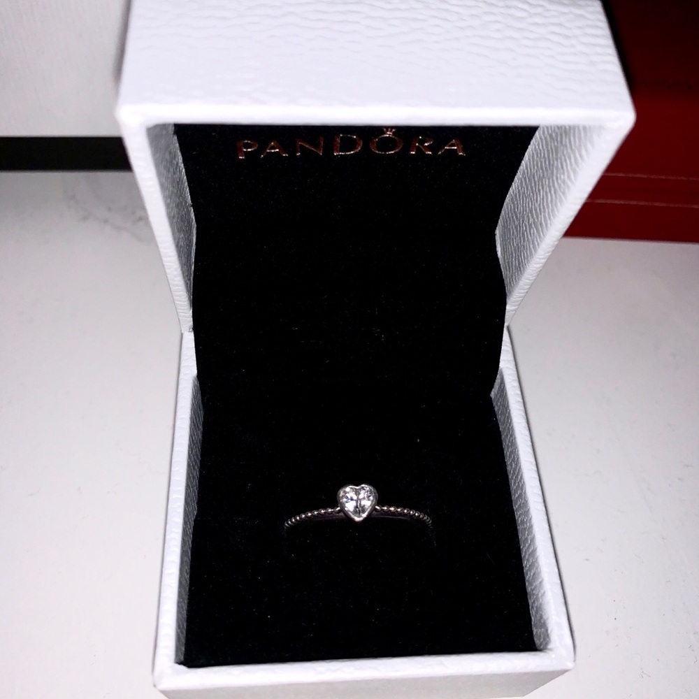 Clear Heart Beaded Ring Pandora size 7
